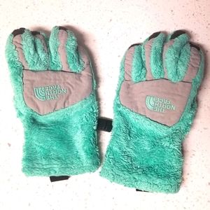 The North Face Turquoise High Pile Fleece Winter Gloves Women Small